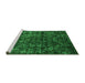 Sideview of Machine Washable Abstract Green Modern Area Rugs, wshabs4496grn