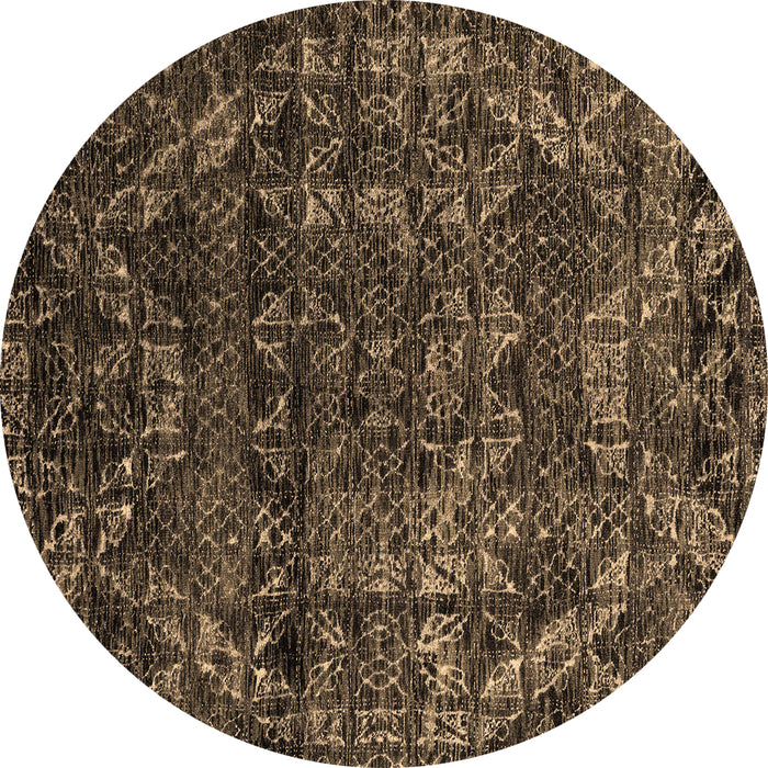 Round Abstract Brown Modern Rug, abs4496brn