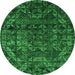 Round Machine Washable Abstract Green Modern Area Rugs, wshabs4496grn