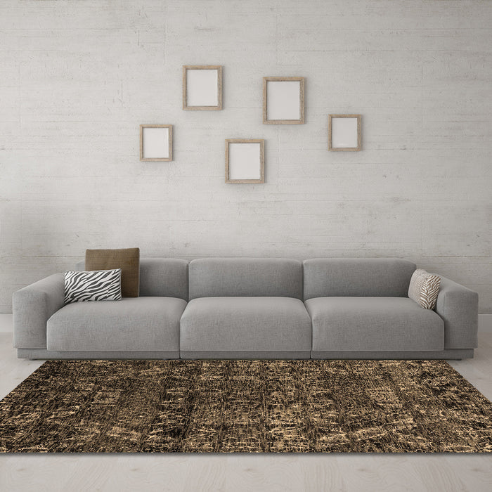 Machine Washable Abstract Brown Modern Rug in a Living Room,, wshabs4496brn