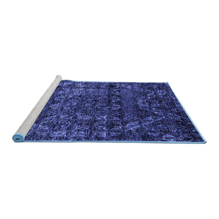 Sideview of Machine Washable Abstract Blue Modern Rug, wshabs4496blu