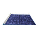 Sideview of Machine Washable Abstract Blue Modern Rug, wshabs4496blu