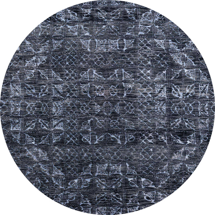 Round Abstract Slate Blue Grey Modern Rug, abs4496