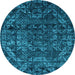 Round Machine Washable Abstract Light Blue Modern Rug, wshabs4496lblu