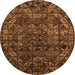 Round Machine Washable Abstract Orange Modern Area Rugs, wshabs4496org