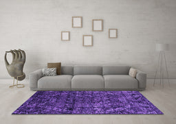 Machine Washable Abstract Purple Modern Area Rugs in a Living Room, wshabs4496pur