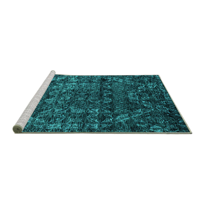 Sideview of Machine Washable Abstract Turquoise Modern Area Rugs, wshabs4496turq