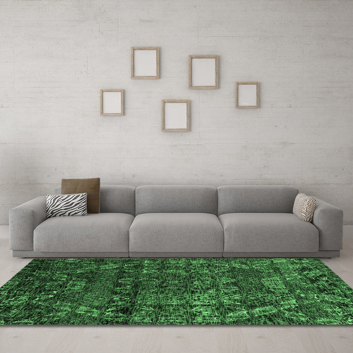 Machine Washable Abstract Emerald Green Modern Area Rugs in a Living Room,, wshabs4496emgrn