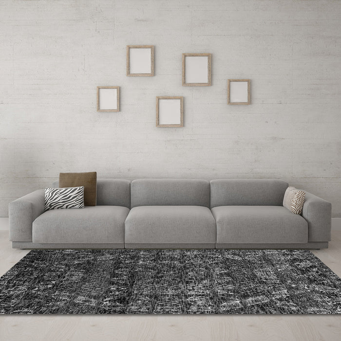 Machine Washable Abstract Gray Modern Rug in a Living Room,, wshabs4496gry