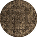 Round Machine Washable Abstract Brown Modern Rug, wshabs4496brn