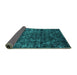 Sideview of Abstract Turquoise Modern Rug, abs4496turq