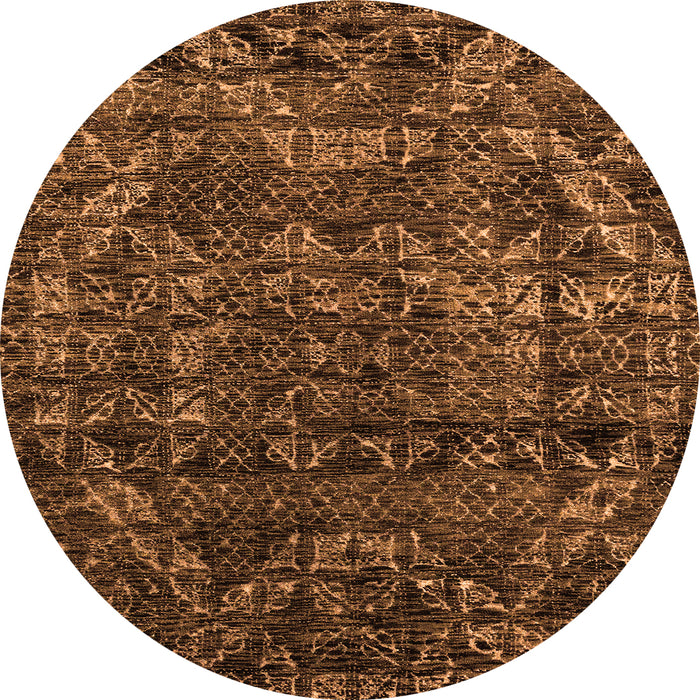 Round Abstract Orange Modern Rug, abs4496org