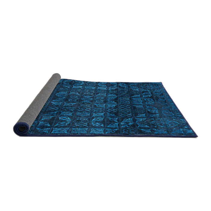 Sideview of Abstract Bright Navy Blue Modern Rug, abs4497