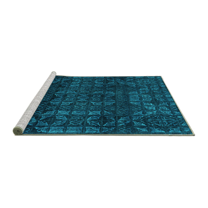 Sideview of Machine Washable Abstract Turquoise Modern Area Rugs, wshabs4497turq