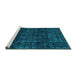 Sideview of Machine Washable Abstract Turquoise Modern Area Rugs, wshabs4497turq