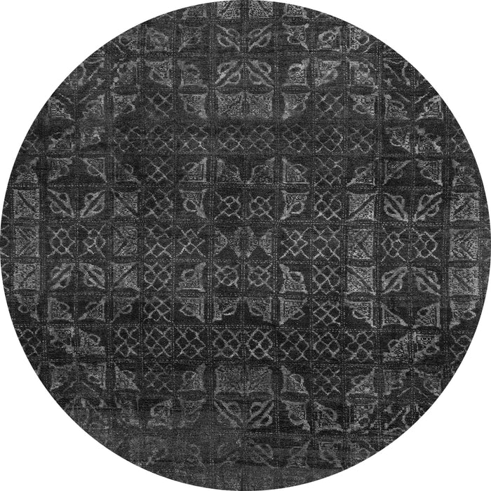 Round Machine Washable Abstract Gray Modern Rug, wshabs4497gry