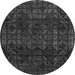 Round Machine Washable Abstract Gray Modern Rug, wshabs4497gry