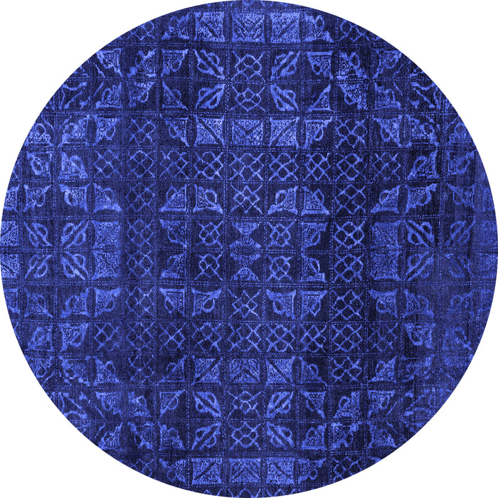 Round Abstract Blue Modern Rug, abs4497blu