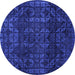 Round Abstract Blue Modern Rug, abs4497blu