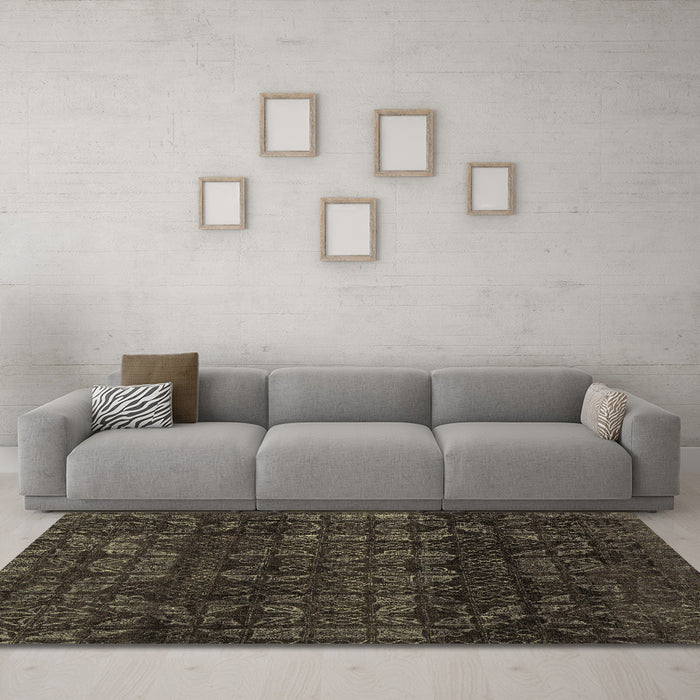 Machine Washable Abstract Brown Modern Rug in a Living Room,, wshabs4497brn