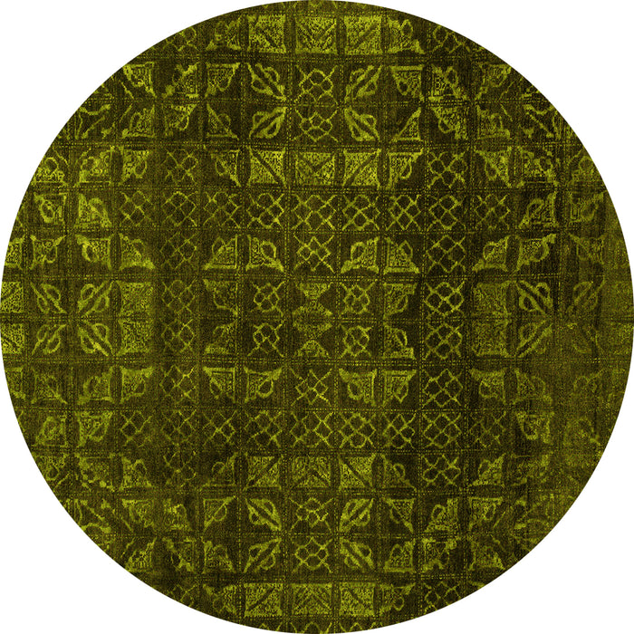 Round Machine Washable Abstract Yellow Modern Rug, wshabs4497yw