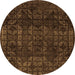 Round Machine Washable Abstract Orange Modern Area Rugs, wshabs4497org