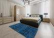 Abstract Bright Navy Blue Modern Rug in a Bedroom, abs4497