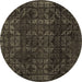 Round Abstract Brown Modern Rug, abs4497brn