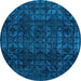 Round Abstract Light Blue Modern Rug, abs4497lblu