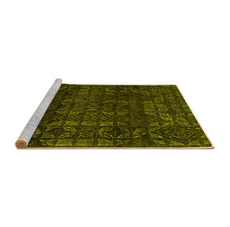 Sideview of Machine Washable Abstract Yellow Modern Rug, wshabs4497yw