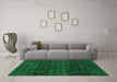 Machine Washable Abstract Green Modern Area Rugs in a Living Room,, wshabs4497grn