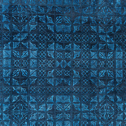 Square Machine Washable Abstract Bright Navy Blue Rug, wshabs4497