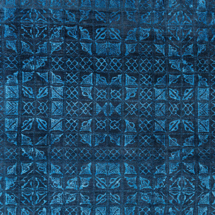 Square Machine Washable Abstract Bright Navy Blue Rug, wshabs4497
