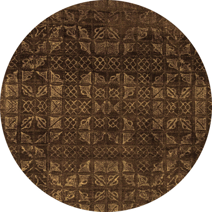 Round Abstract Orange Modern Rug, abs4497org