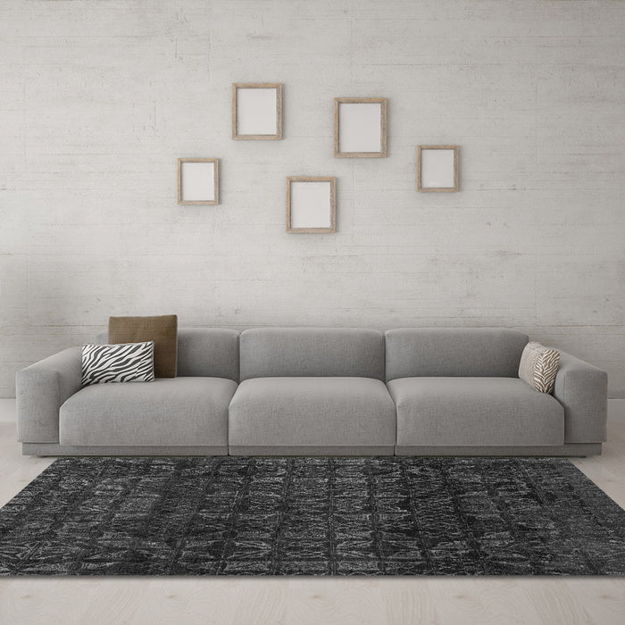 Machine Washable Abstract Gray Modern Rug in a Living Room,, wshabs4497gry