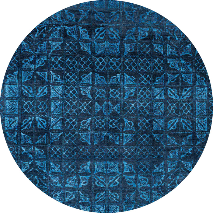Round Abstract Bright Navy Blue Modern Rug, abs4497