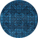 Round Abstract Bright Navy Blue Modern Rug, abs4497