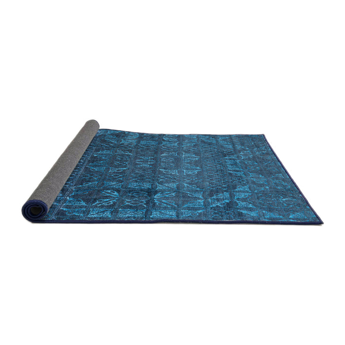 Sideview of Abstract Bright Navy Blue Modern Rug, abs4498