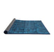 Sideview of Abstract Bright Navy Blue Modern Rug, abs4498