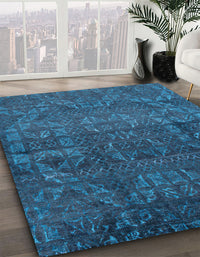 Abstract Bright Navy Blue Modern Rug, abs4498