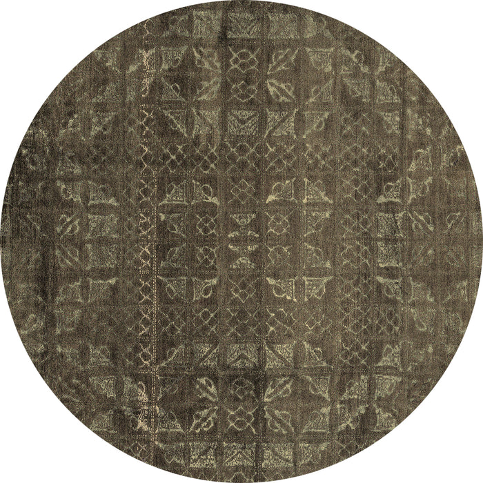 Round Machine Washable Abstract Brown Modern Rug, wshabs4498brn