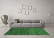 Machine Washable Abstract Emerald Green Modern Area Rugs in a Living Room,, wshabs4498emgrn