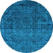 Round Machine Washable Abstract Light Blue Modern Rug, wshabs4498lblu