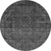 Round Machine Washable Abstract Gray Modern Rug, wshabs4498gry