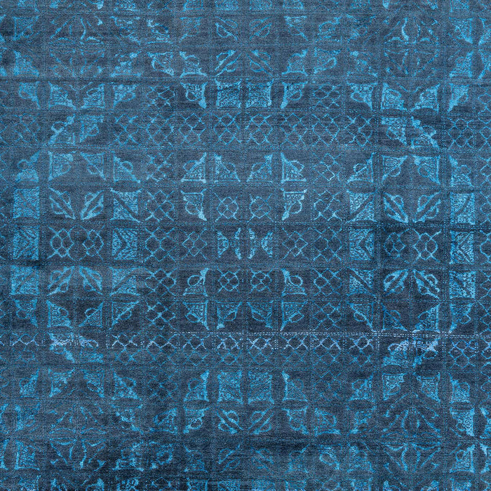 Square Machine Washable Abstract Bright Navy Blue Rug, wshabs4498