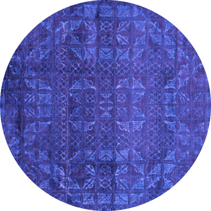 Round Machine Washable Abstract Purple Modern Area Rugs, wshabs4498pur