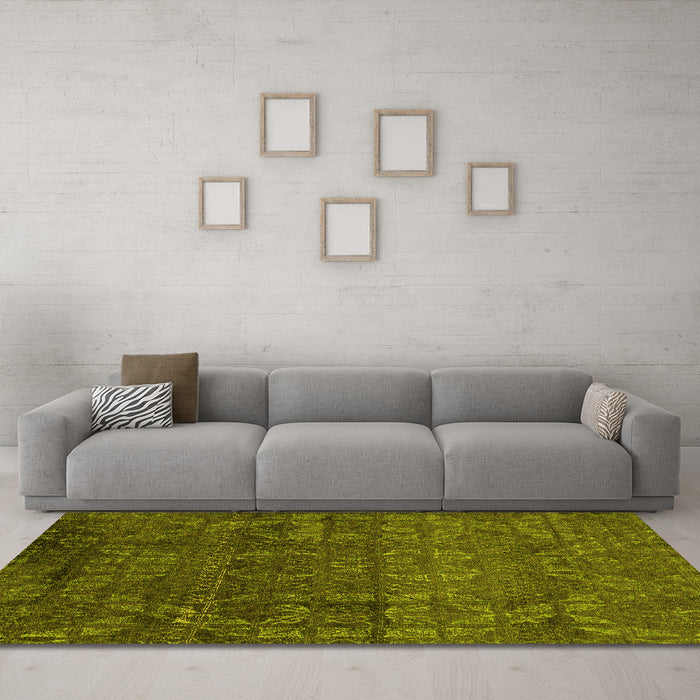 Machine Washable Abstract Yellow Modern Rug in a Living Room, wshabs4498yw