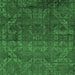 Square Machine Washable Abstract Emerald Green Modern Area Rugs, wshabs4498emgrn