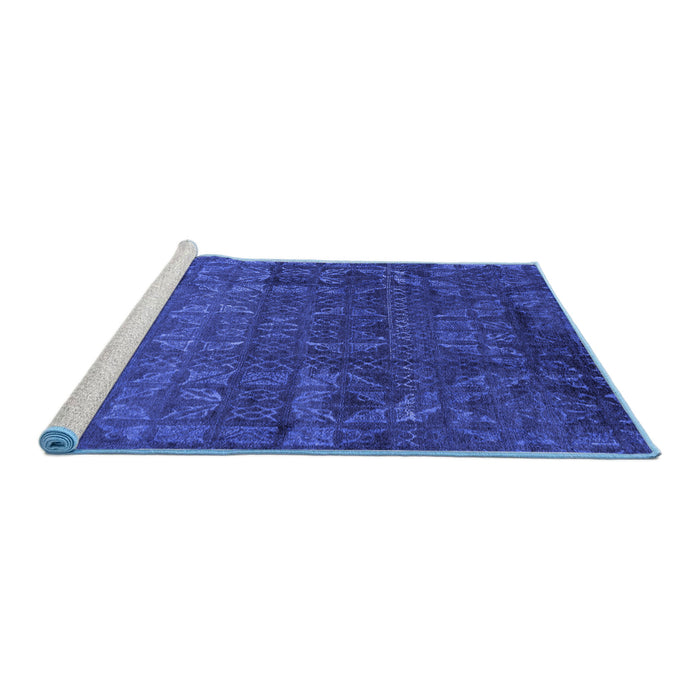 Sideview of Machine Washable Abstract Blue Modern Rug, wshabs4498blu