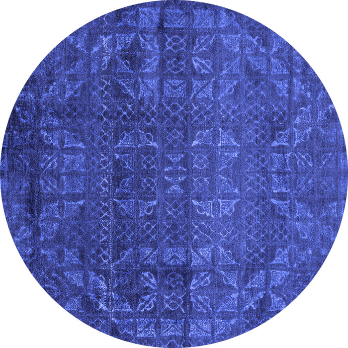 Round Abstract Blue Modern Rug, abs4498blu